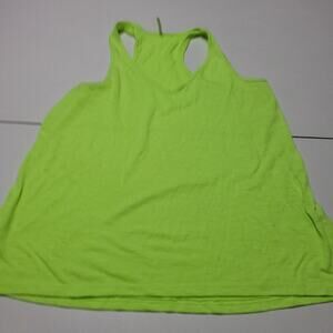 Tresics Women Medium Tank Top Neon Heathered Green Scoop Neck Stretch Razor Back